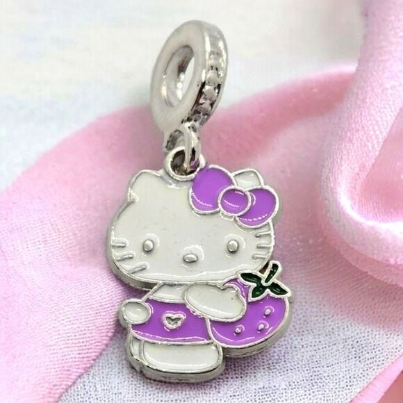 Hello Kitty Bracelet Charms Purple Dangle Sanrio Cat Bow Unicorn Girly Kawaii - Picture 1 of 1